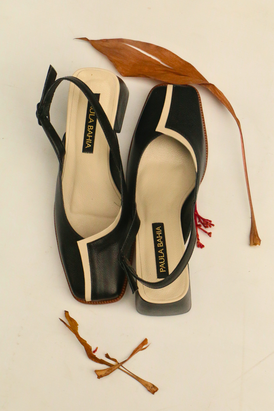 03 sapato feminino salto quadrado escala preto e branco